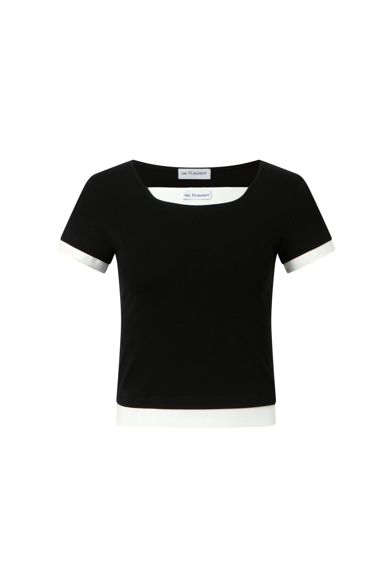 Contrast Collar Short Sleeve Top