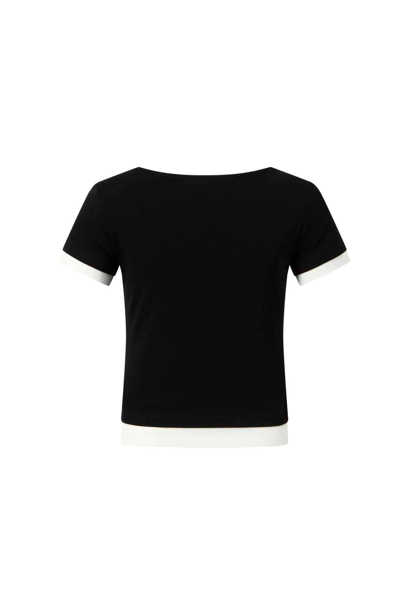 Contrast Collar Short Sleeve Top