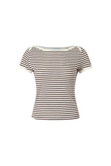 Stripe Panel Off-The-Shoulder Tee