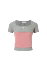 Contrast Square Neck Short Sleeve Top