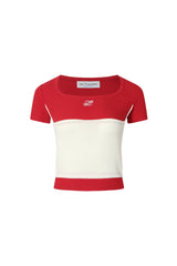 Contrast Square Neck Short Sleeve Top