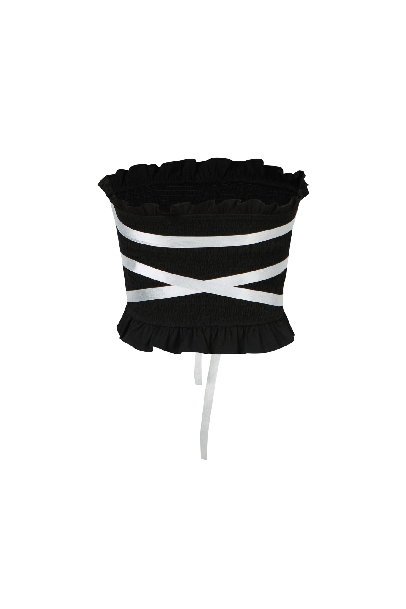 Silver Ribbon Black Bustier Top