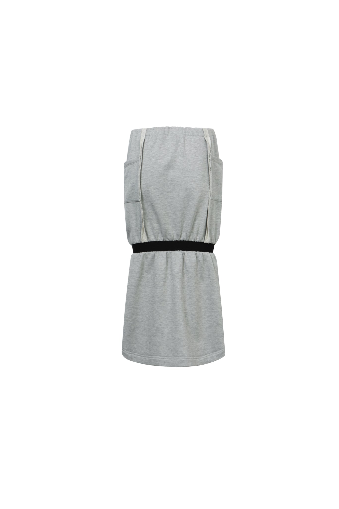 Grey Ribbed Logo Elastic Waist Sweater Slip Dress
