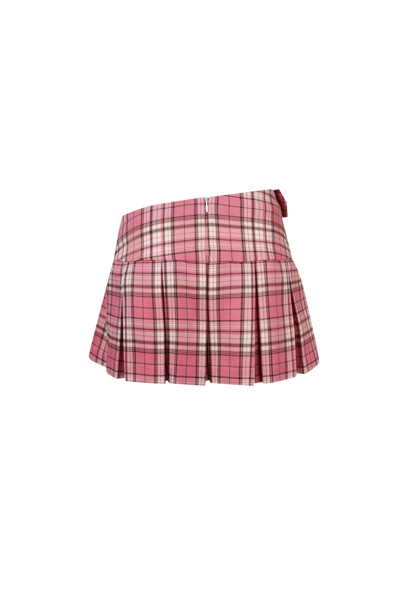 Pink Plaid Pleated Mini Skirt