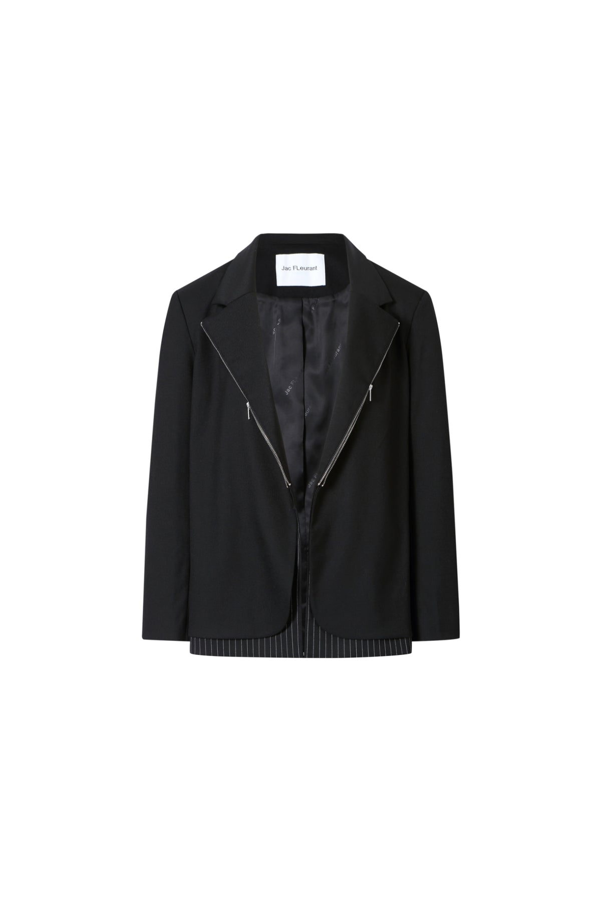 Zip Detail Striped Panel Blazer