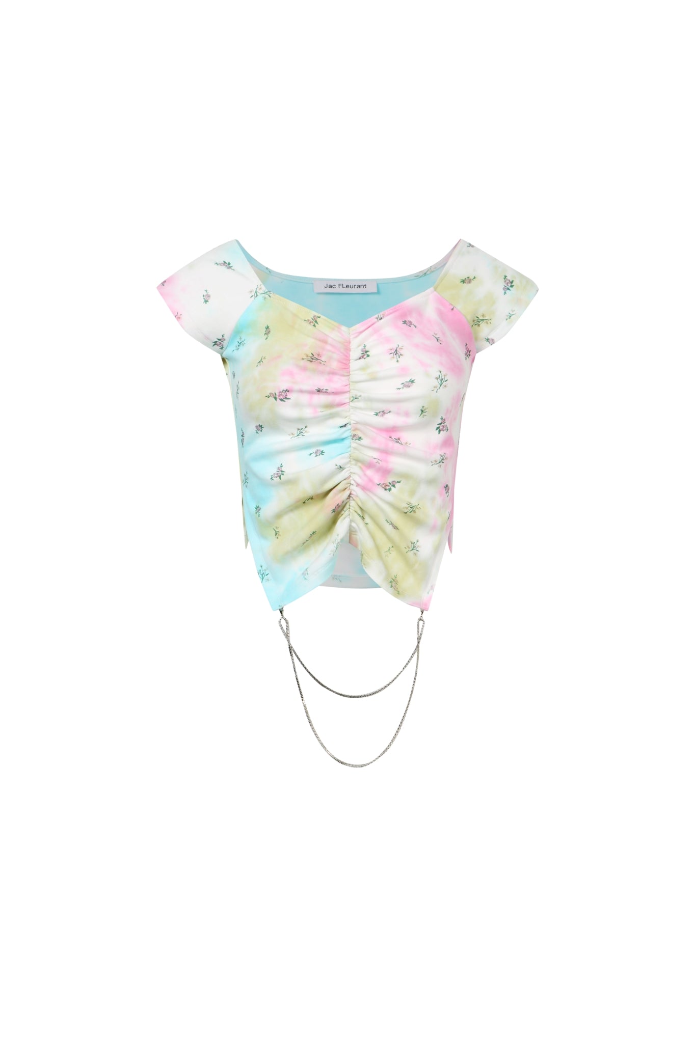 Tie-Dye Floral Crystal Chain Top