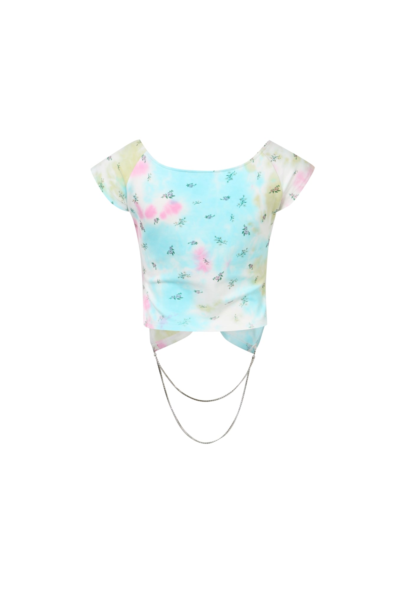 Tie-Dye Floral Crystal Chain Top