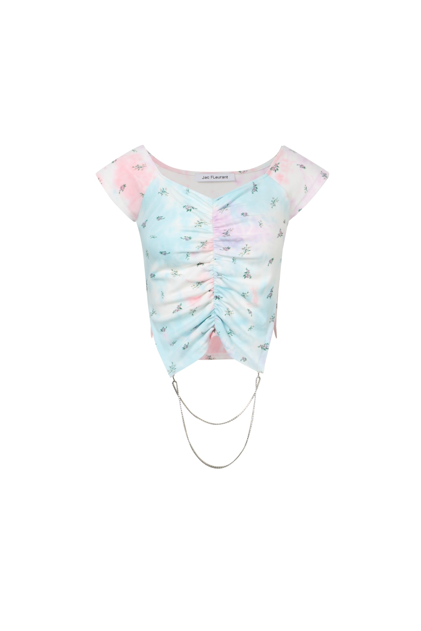Tie-Dye Floral Crystal Chain Top