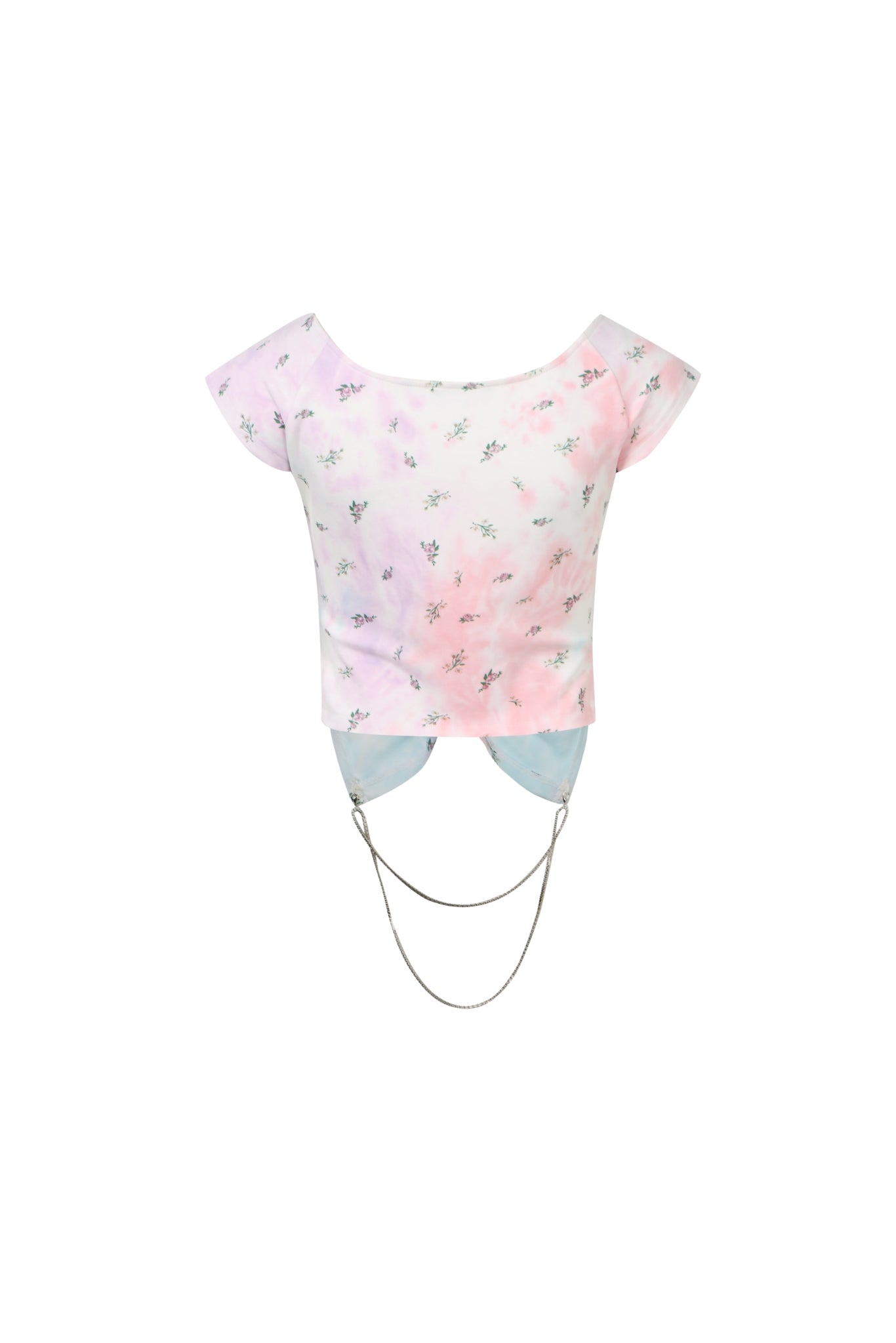 Tie-Dye Floral Crystal Chain Top
