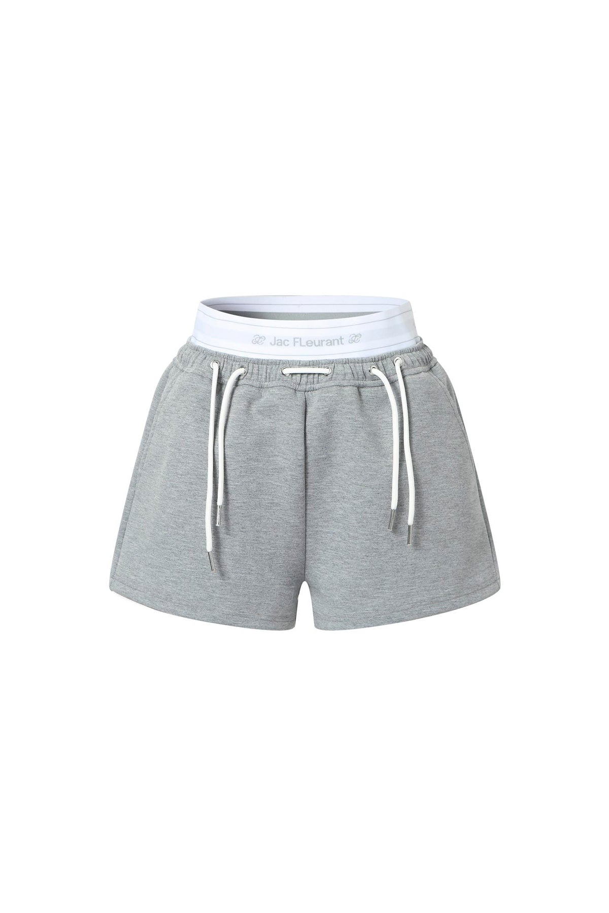 Elastic Logo Webbing Drawstring Grey Paneled Shorts