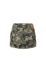 Logo Patch Camo Cargo Pocket Skirt