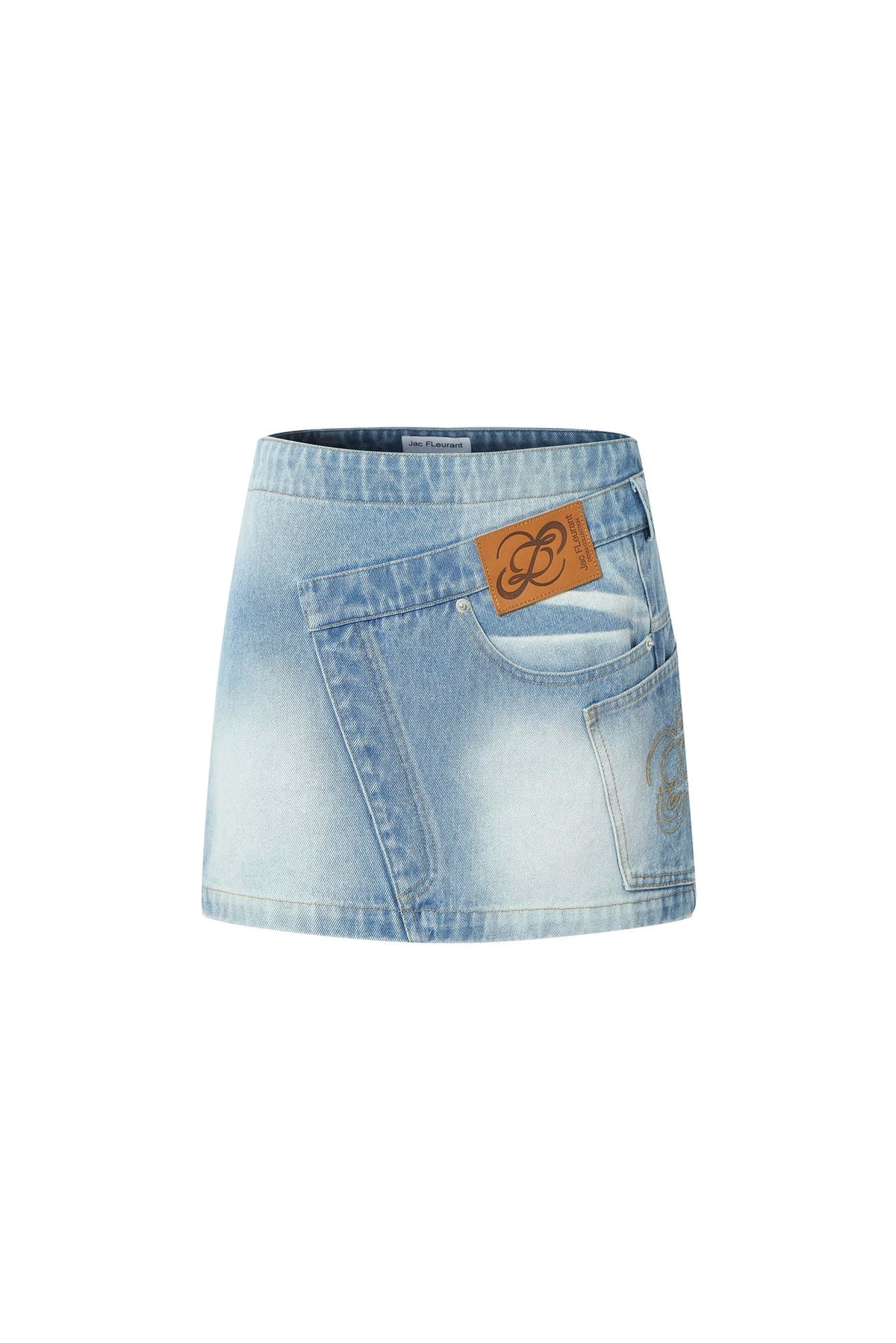 Layered Blue Washed Denim Mini Skirt