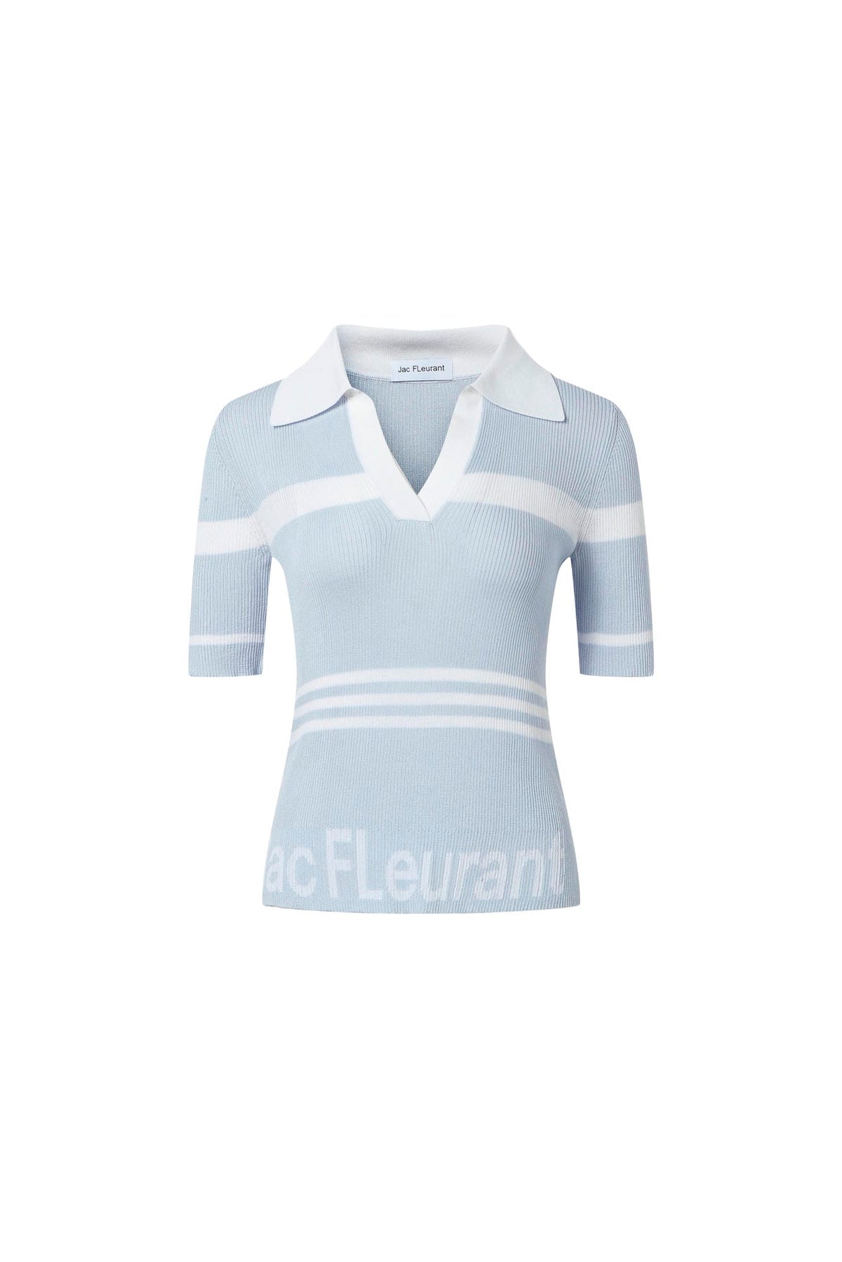 Jacquard logo striped knit polo top