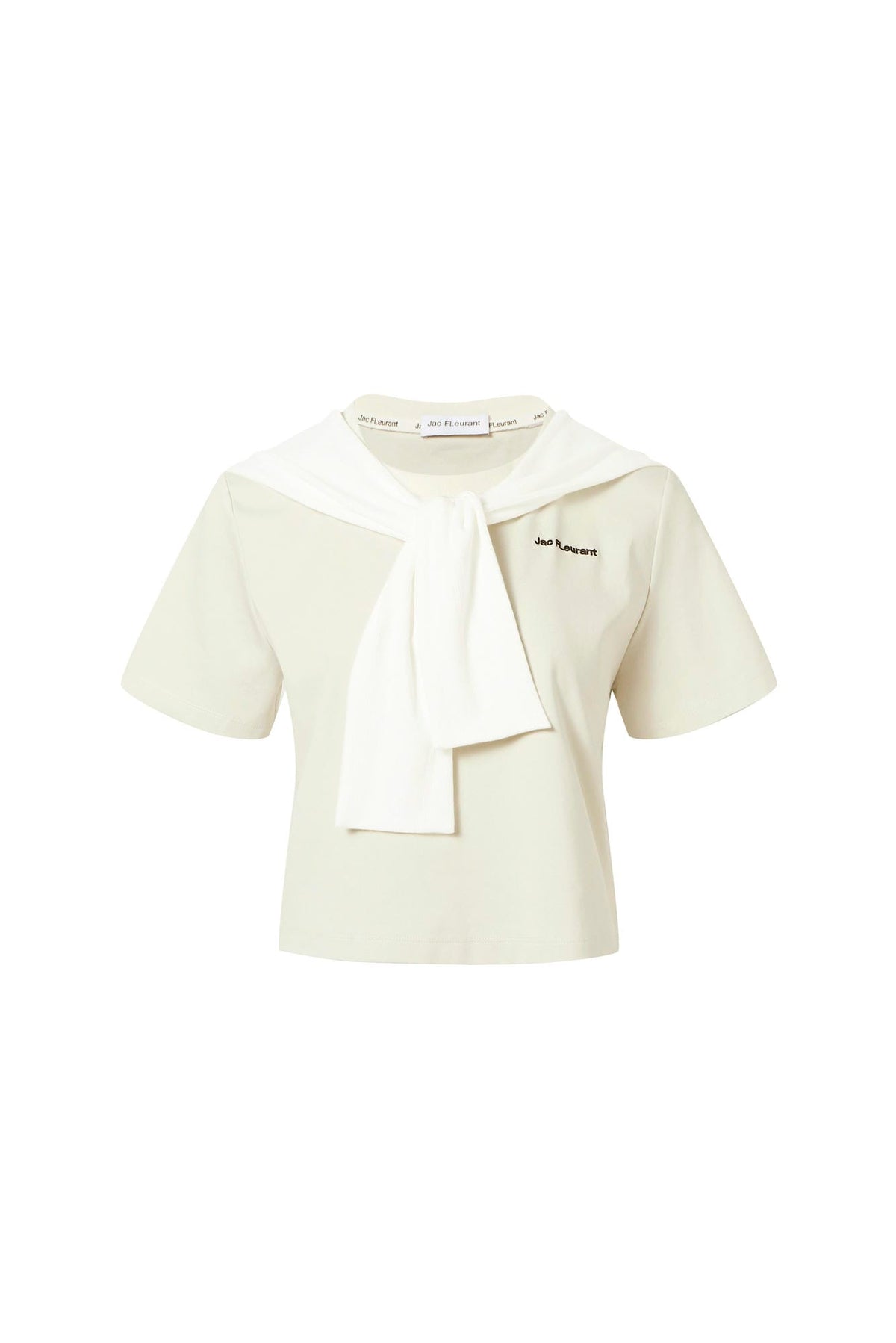 Faux two-layer draped-knot short-sleeve top