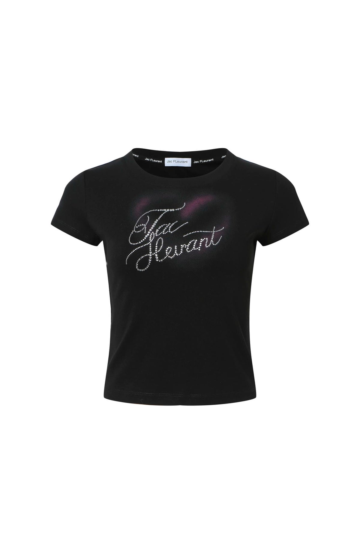 Heart Print Rhinestone-Embellished Short-Sleeve Top