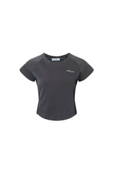 Grey-Blue Colorblock Flutter-Sleeve Top (Set)