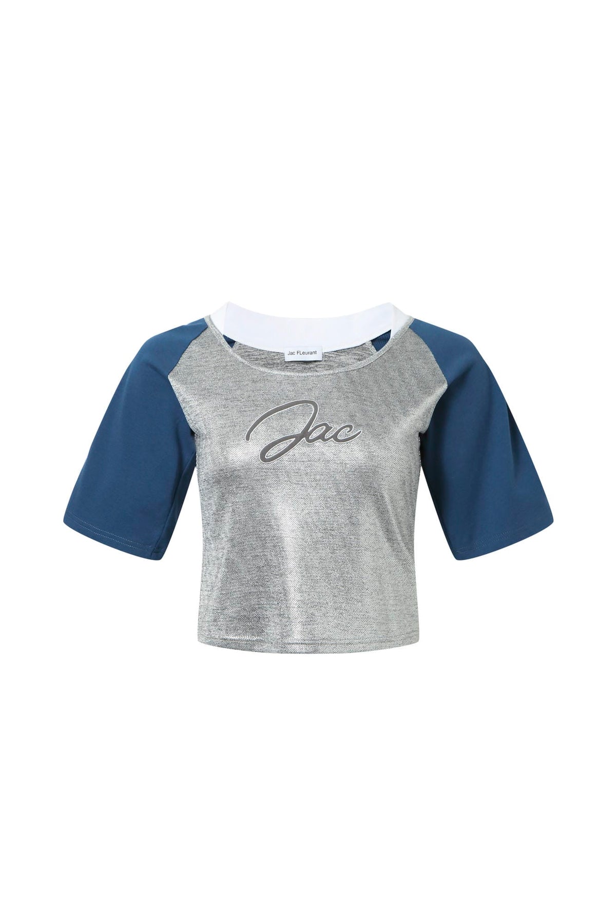 Lace spliced logo 5-point sleeve top