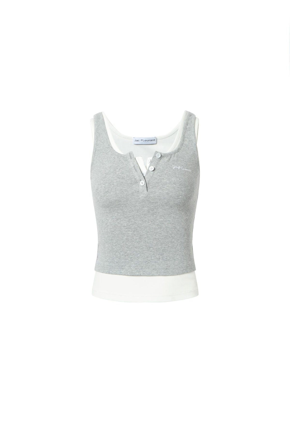Grey-White Colorblock Two-Tone Tank Top