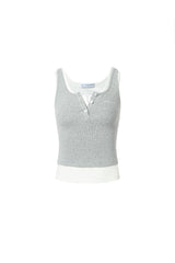 Grey-White Colorblock Two-Tone Tank Top