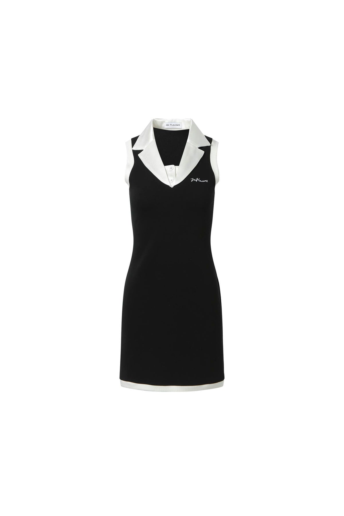 Black and White Color-Block Shawl Collar Sleeveless Dress