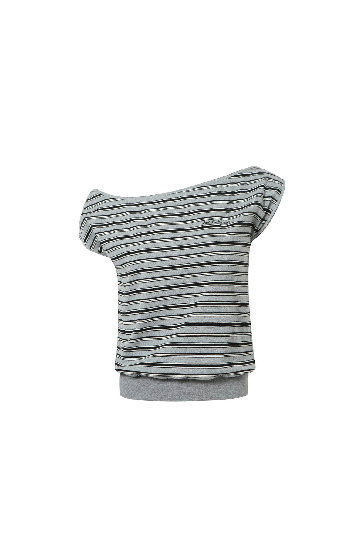 Grey Striped One-Shoulder Top