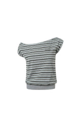 Grey Striped One-Shoulder Top