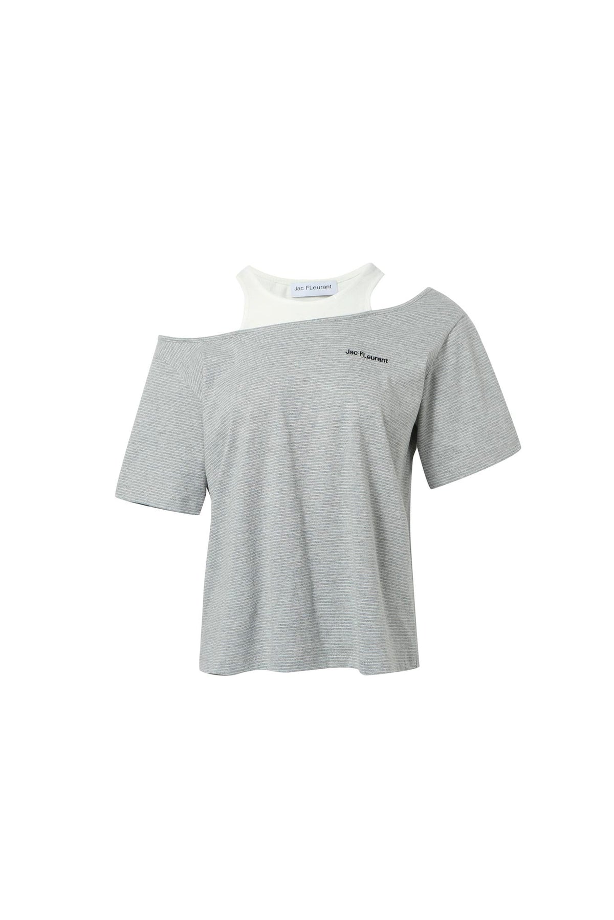 Embroidered Logo Layered Long-Line Short-Sleeve Top