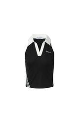 Collar Patchwork Webbing Logo Trim Sleeveless Top