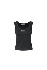 Wide-Neck Square-Neck Embroidered Logo Tank Top