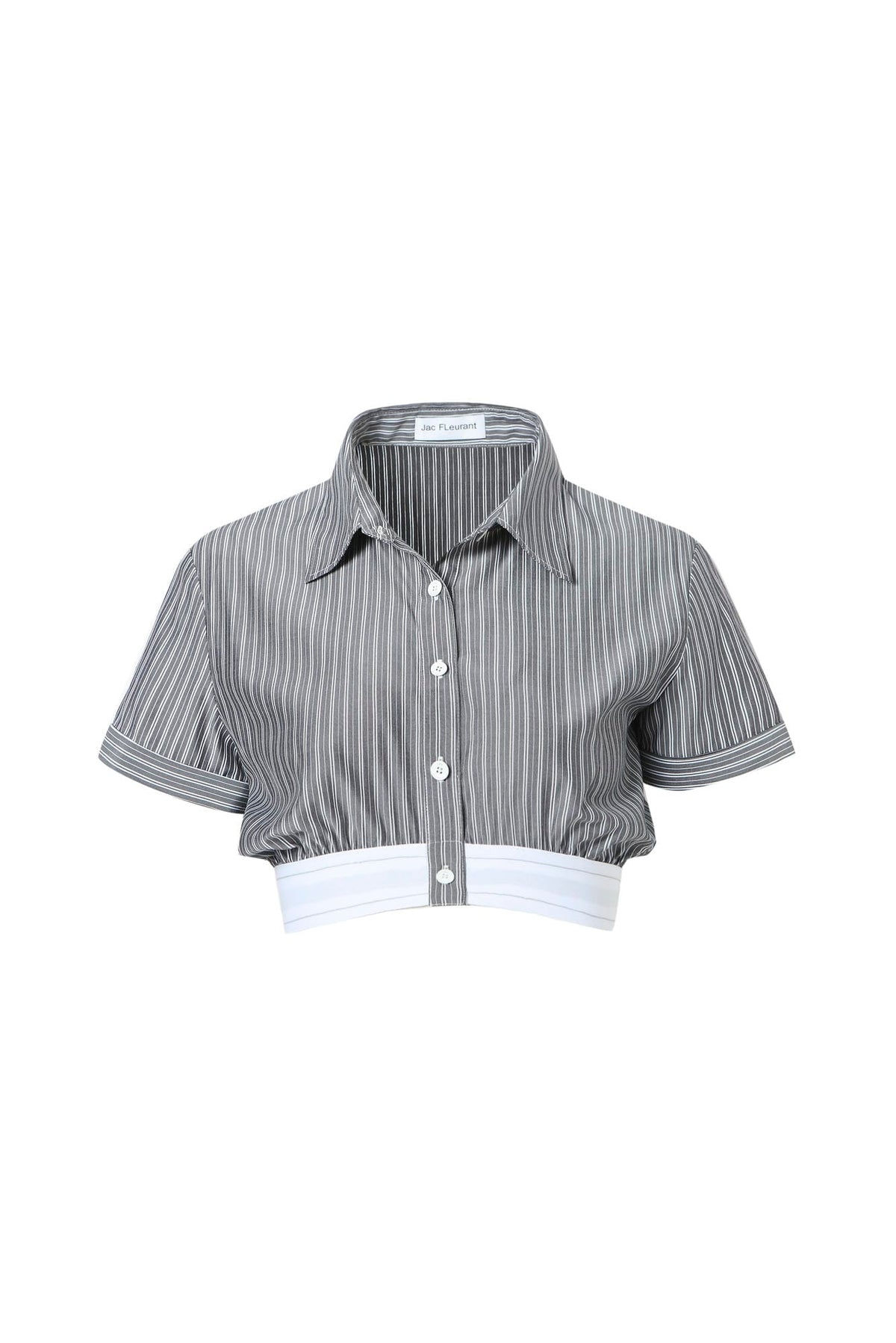 Logo Webbing Elastic Waistband Striped Short Sleeve Shirt