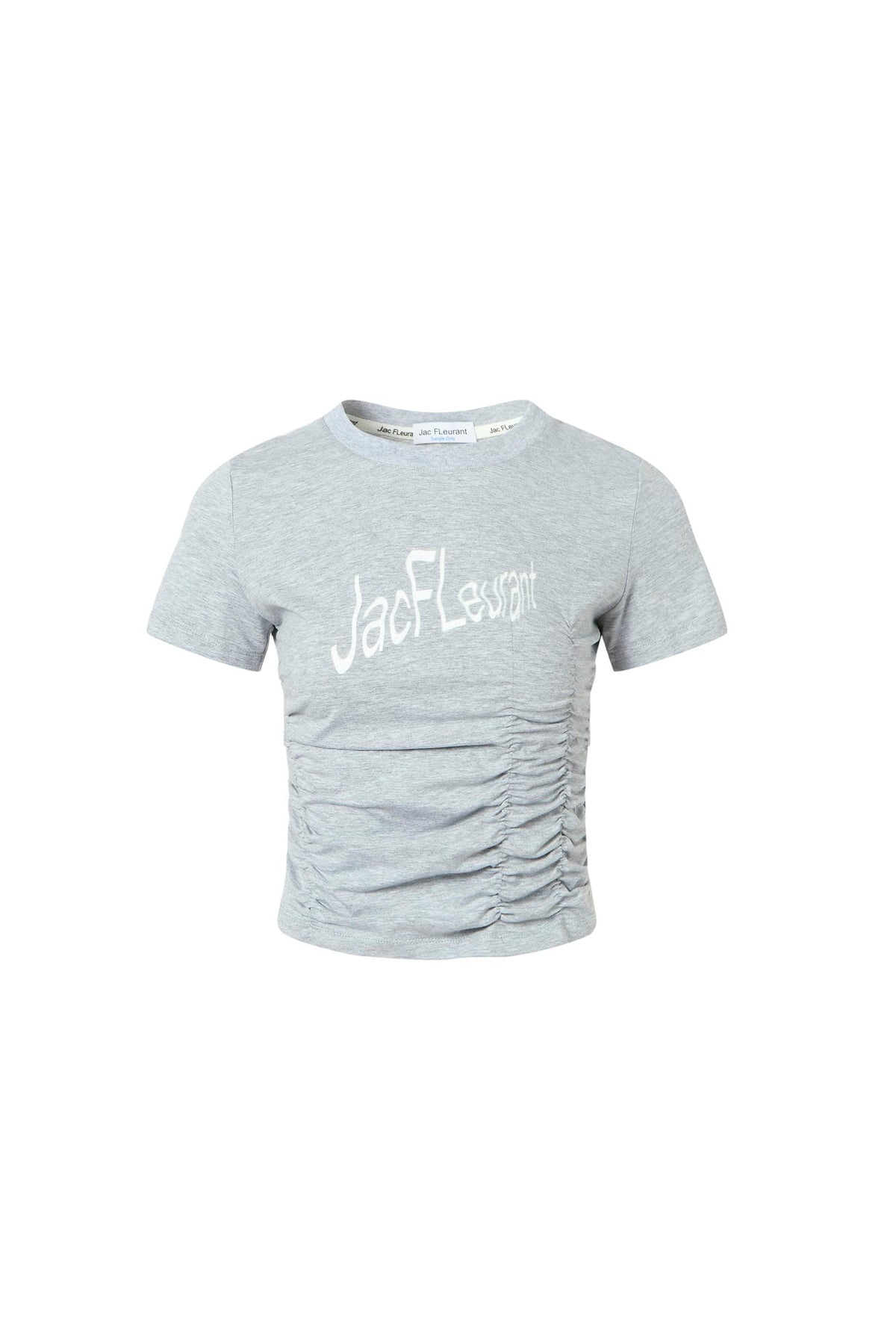 Grey Logo-Print Drawstring Short-Sleeve Top