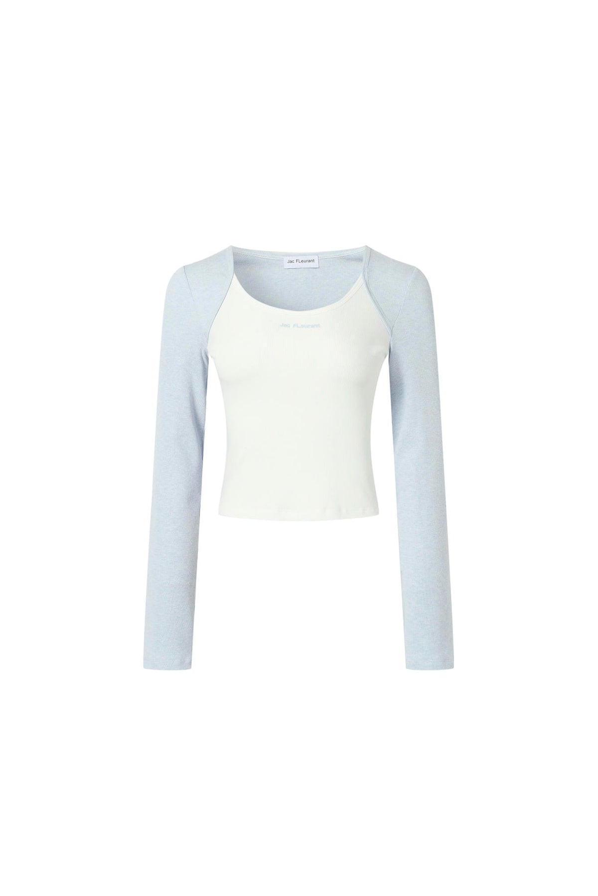 Colorblock Fake Two-Layer Logo Embroidered Top
