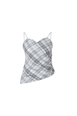 Irregular Strapless Plaid Camisole