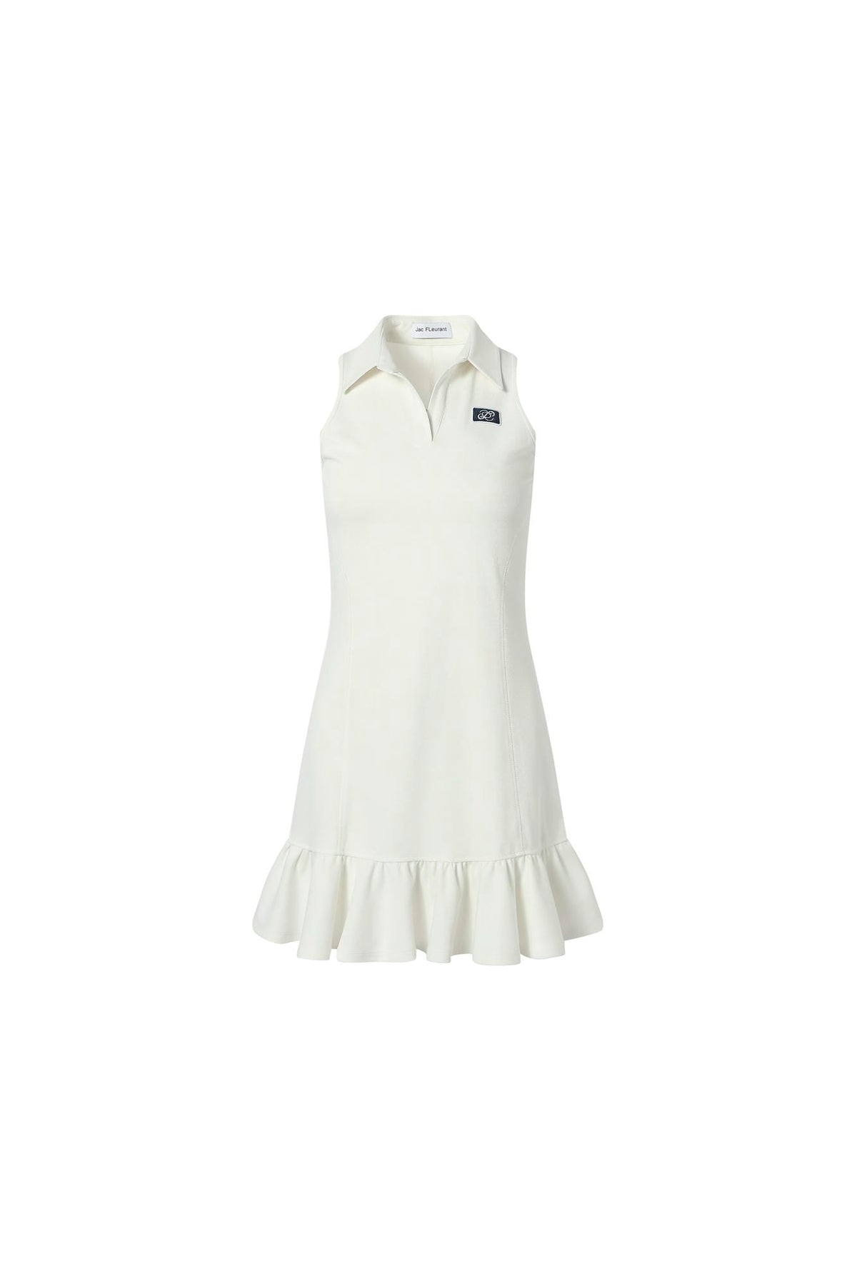 Polo Collar Ruffled Hem Sleeveless Dress