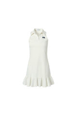Polo Collar Ruffled Hem Sleeveless Dress