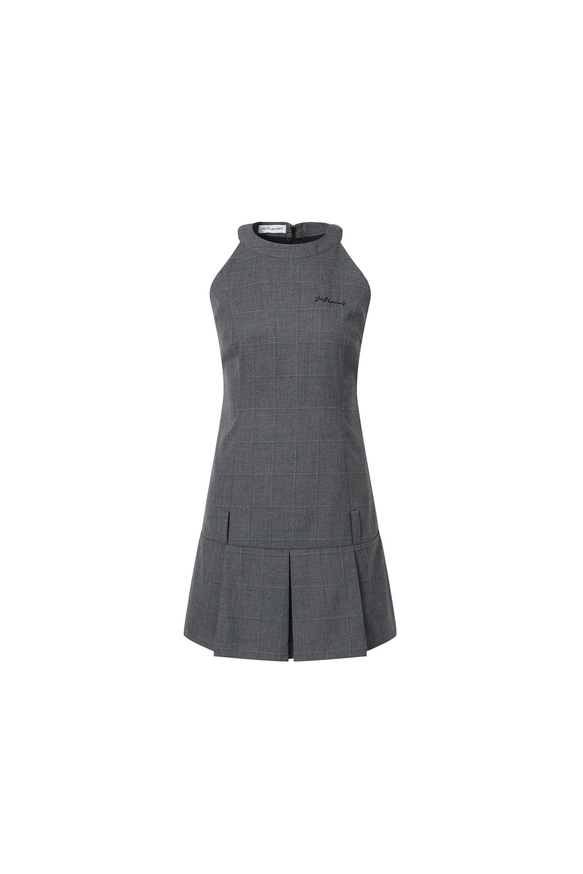 Halter Pleated Plaid Dress