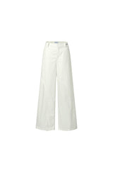 White Deconstructed Wide-Leg Trousers