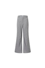 Grey Rhinestone-Studded Flared Trousers
