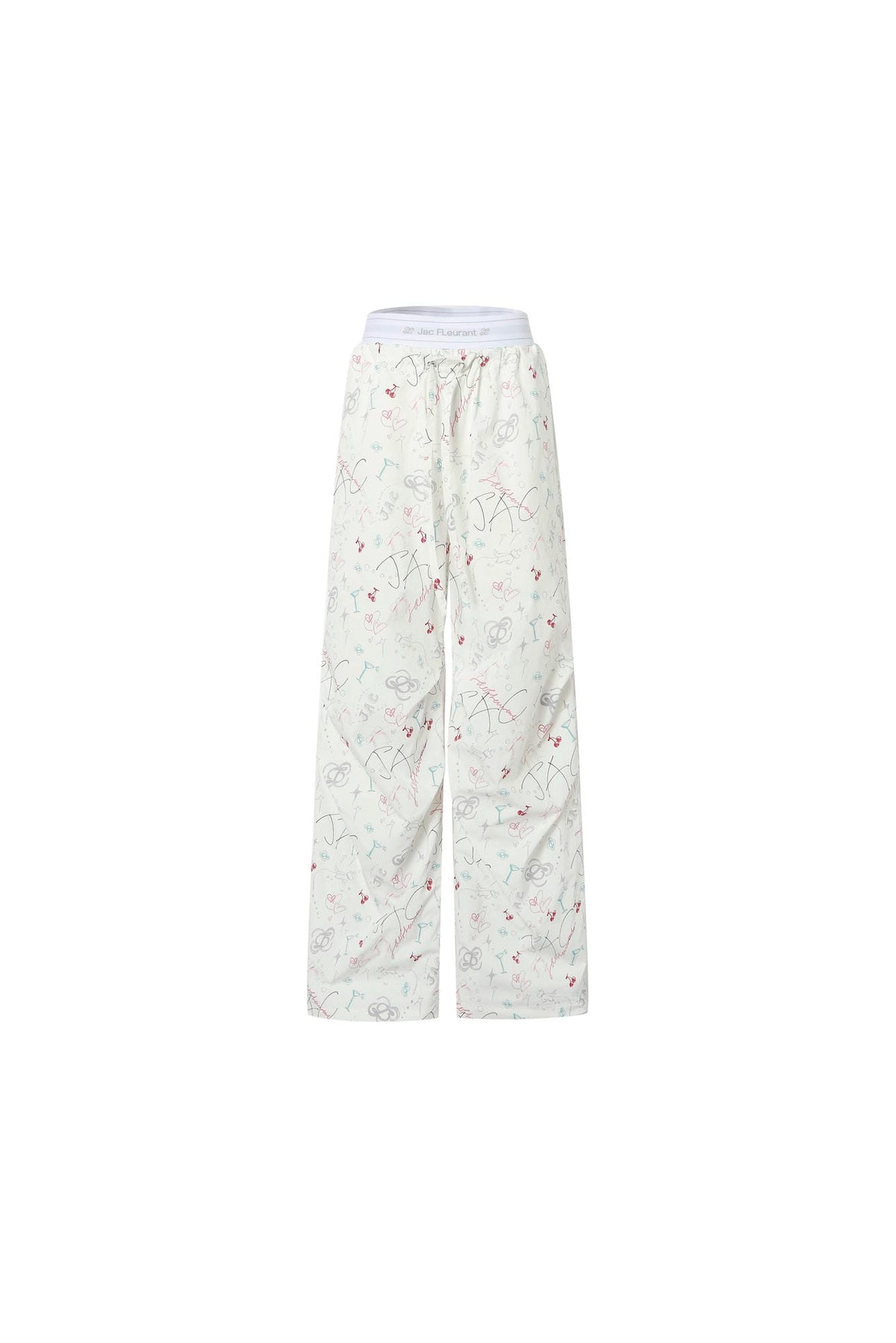 Elastic Logo Webbing Waist Patchwork Graffiti Print Cargo Pants