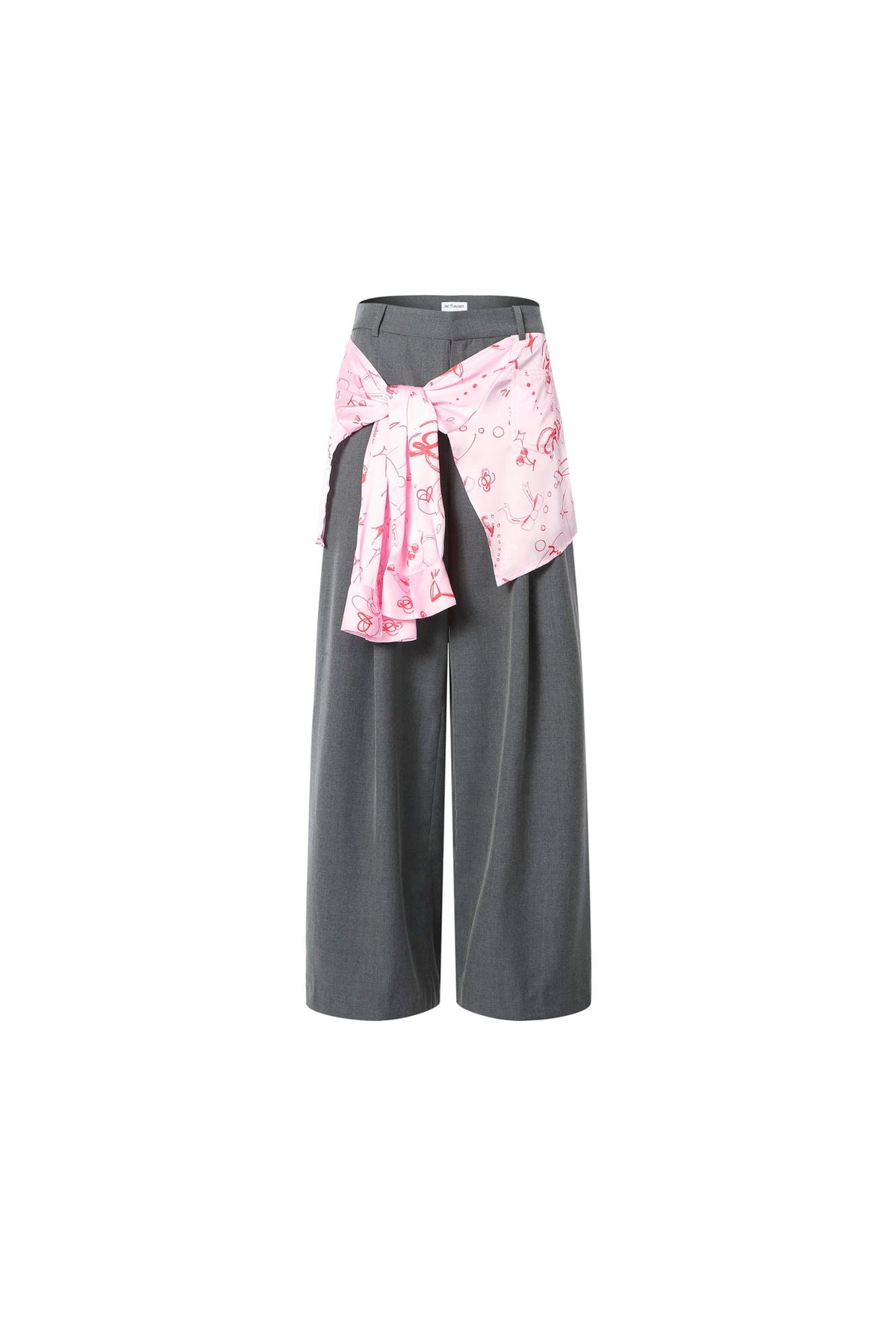 Scarf graffiti logo print tie-detail wide-leg trousers