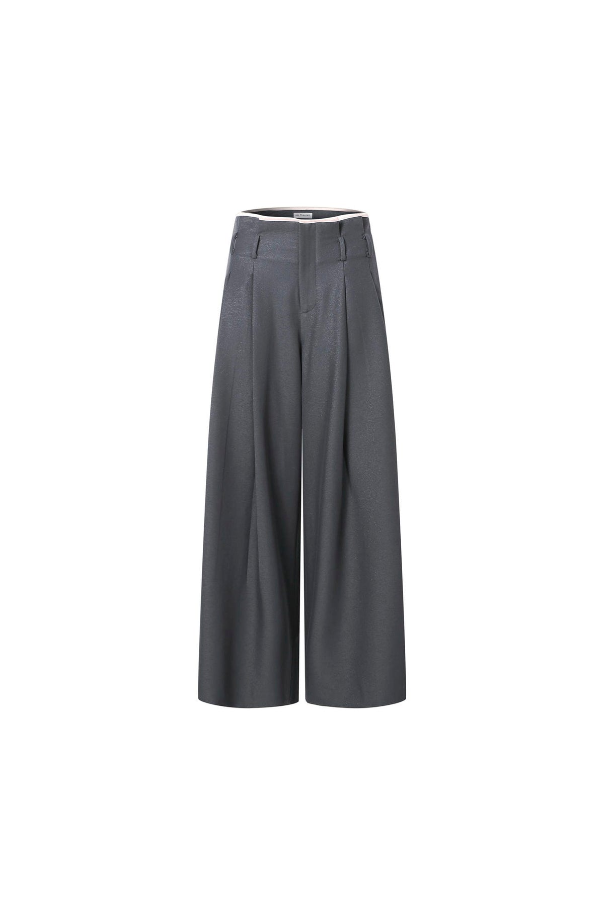 Dusty Pink and Grey Pleated Wide-Leg Trousers