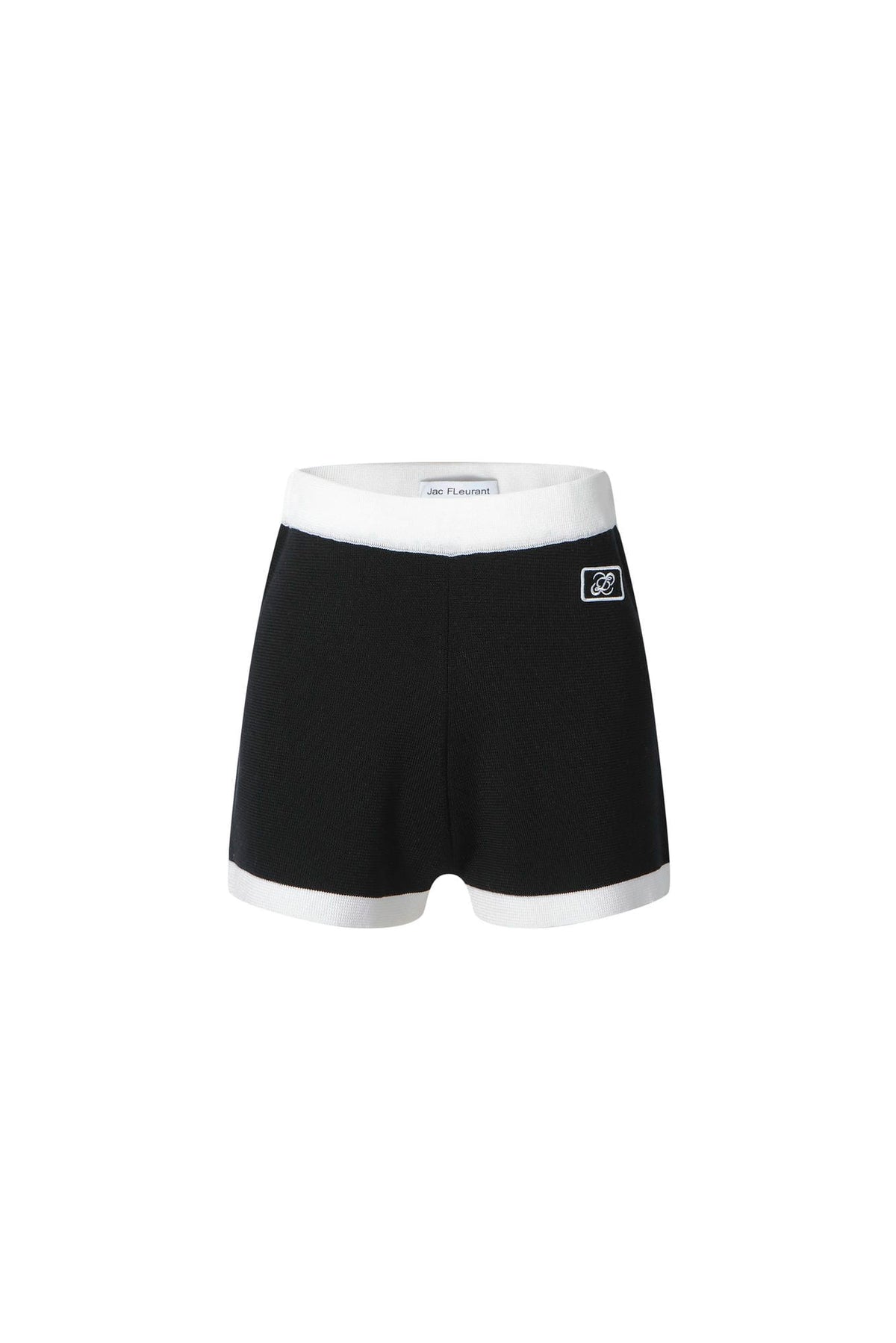 Black-white colorblock knit shorts (set)
