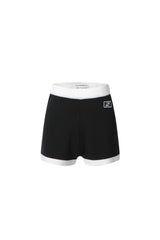 Black-white colorblock knit shorts (set)