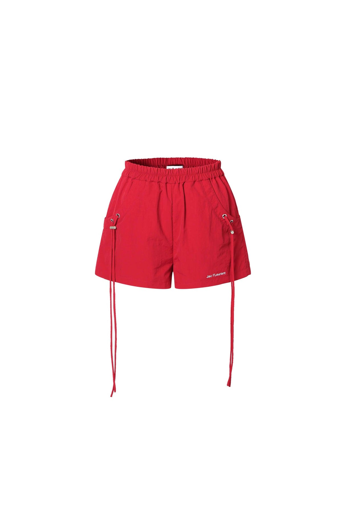 Logo Embroidered Ribbon Red Shorts