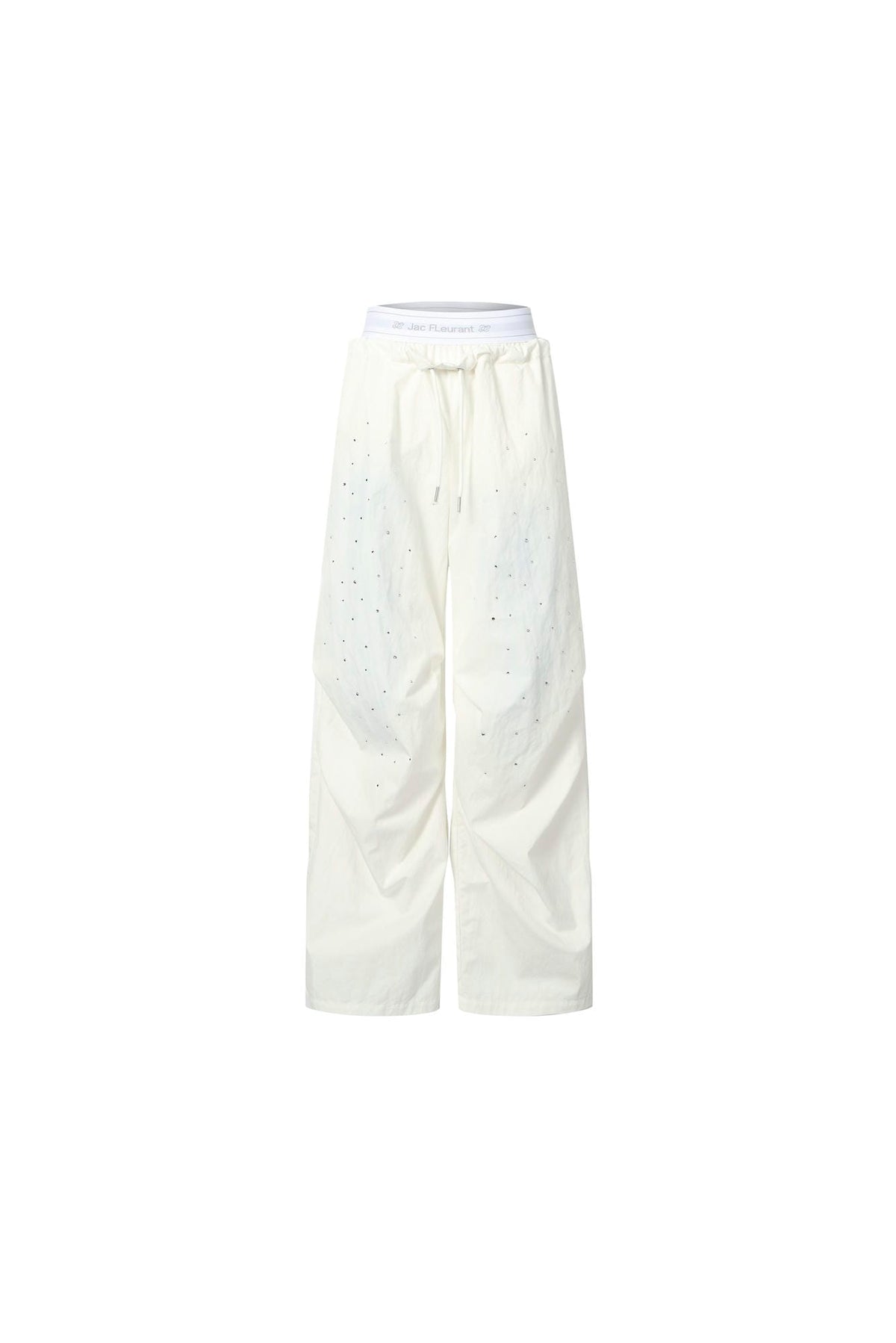 Colorblock Spray-Dye Rhinestone Parachute Pants