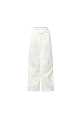 Colorblock Spray-Dye Rhinestone Parachute Pants