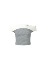 Embroidered Logo Knit Patchwork Houndstooth Bandeau Top