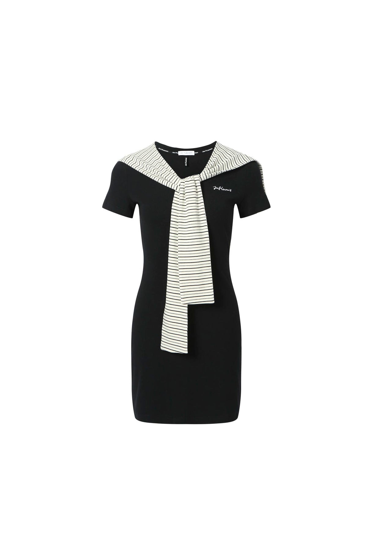 Striped Capelet Short Sleeve Knit Dress