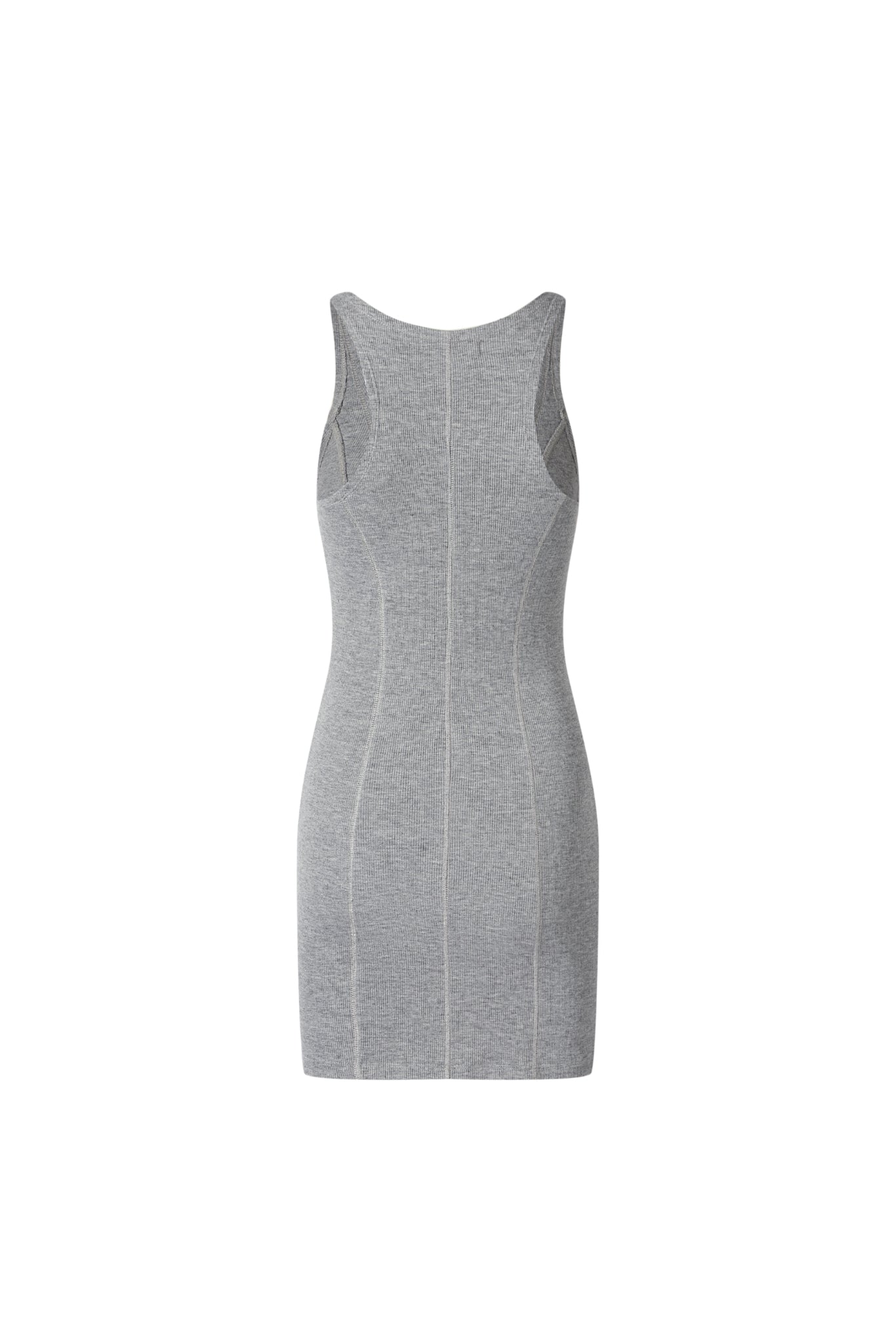 Grey Seam Detail Embroidered Logo Dress