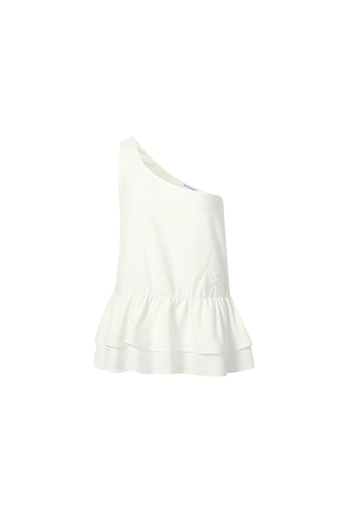 One-Shoulder Cutout Embroidered Logo Top (Set)